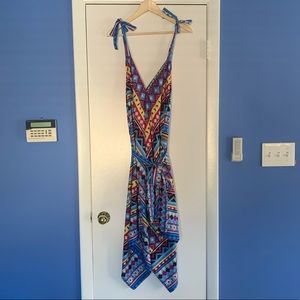 Pattered rectangular-cut jumpsuit with straps